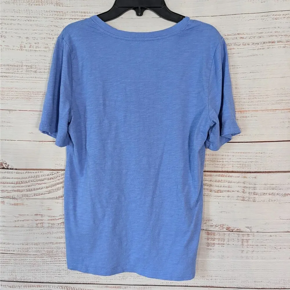 Banana Republic Malibu Shirt Women Size S Blue Short Sleeve V-Neck Cotton Modal
